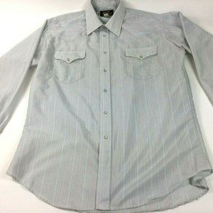 Vintage Western Classic Mens Gray Guy Garrett 17 1/2-35 Stripe Rockabilly Pearl
